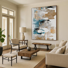 Load image into Gallery viewer, Minimalist Abstract Art, Gold - Accented Neutral Painting for Luxury Bedroom & Sophisticated Office LargeART2245