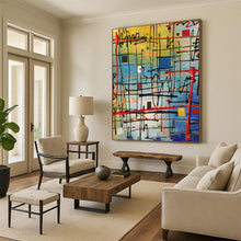 Load image into Gallery viewer, “Colorful Grid - Like Abstract” - Modern Geometric Art on Canvas DKH1582