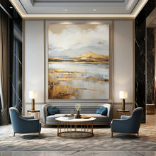 Load image into Gallery viewer, Golden Landscape Abstract Canvas Painting, Suited for Serene Living Room & Art - Inspired Hotel Suite LargeART1256