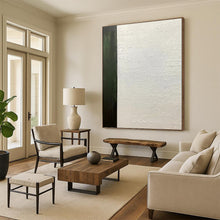 Load image into Gallery viewer, “Textured Script and Green Panel” - Green, White Abstract Art on Canvas DKH1181