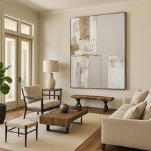 Load image into Gallery viewer, “Minimalist Neutral Abstract” - Grey, White, Brown Abstract Art on Canvas DKH1318