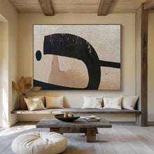 Load image into Gallery viewer, Black and Beige Abstract Art for Industrial - Chic Loft & Creative Studio DKH139