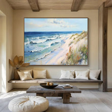 Load image into Gallery viewer, Hand - painted Coastal Beach Scene Acrylic Art for Nautical - Themed Dining Rooms LargeART1697
