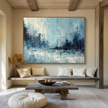 Load image into Gallery viewer, Blue - Gray Urban Abstract Painting On Canvas DKH367