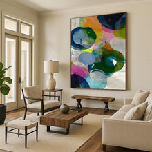 Load image into Gallery viewer, “Colorful Translucent Circles” Abstract Painting on Canvas, Vibrant Office Decor DKH999