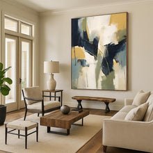 Load image into Gallery viewer, Navy - Yellow Geometric Clash Art for Studio & Contemporary Home LargeART0831