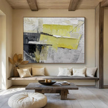 Load image into Gallery viewer, Bold Yellow & Gray Abstract Painting on Canvas - “Urban Spark” DKH595