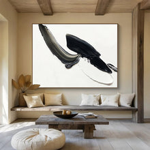 Load image into Gallery viewer, Black - White Swirl “Dynamic Abstract” Painting on Canvas, Energetic Modern Art DKH910