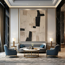 Load image into Gallery viewer, Black and White Collage Abstract Art for Modern Studio Apartment & Industrial - chic Gallery LargeART0955