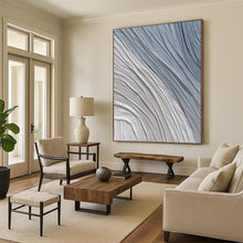 Load image into Gallery viewer, Grand Blue - Gray Wrinkled Textured Abstract Acrylic Decor for Spa & Waiting Room LargeART0387