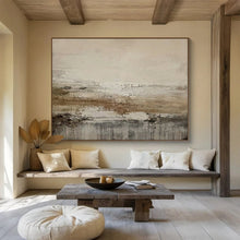 Load image into Gallery viewer, Hand - Painted Light Brown Layered Abstract Acrylic Art for Wabi - Sab Style Bedroom Headboard Decoration LargeART1628