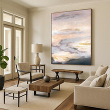 Load image into Gallery viewer, “Gilded Skies” - Blush, white, blue, and gold, capturing a sunlit cloudscape DTP166