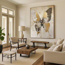 Load image into Gallery viewer, Textured Abstract Butterfly Art, Gold - and - Neutral Toned Painting for Bohemian Living Room & Nature - Inspired Office LargeART2206