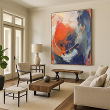 Load image into Gallery viewer, Orange - Blue - White Swirl Art for Energetic Game Room & Creative Studio LargeART0843