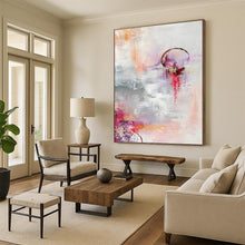 Load image into Gallery viewer, Hand - painted Extensive Soft - Hued Abstract Moonlit Scene Acrylic Art for Romantic Bedrooms LargeART0038