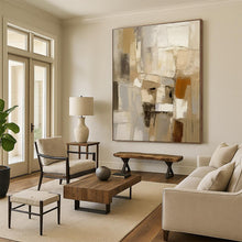 Load image into Gallery viewer, Neutral Toned Abstract Blocks Acrylic Art - Great for Minimalist Home Office & Rustic - style Library LargeART0610
