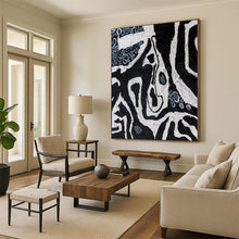 Load image into Gallery viewer, Hand - painted Oversized Black and White Abstract Patterns Acrylic Art for Edgy Home Offices LargeART0052