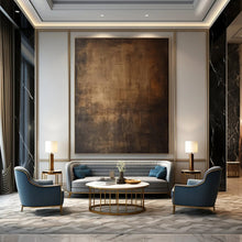 Load image into Gallery viewer, Dark Brown Textured Abstract Art for Industrial - style Restaurant & Rustic Home Library LargeART0944