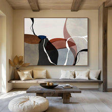 Load image into Gallery viewer, Curved - Shape Abstract Painting On Canvas with Muted Tones DKH358