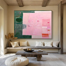 Load image into Gallery viewer, Pink & Green Abstract Mixed - Media Art for Feminine Boutique & Art Gallery Pop - Up DKH060