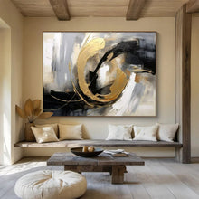 Load image into Gallery viewer, Gold - Black Abstract Art - A Statement Piece for Luxury Living Rooms LargeART1613