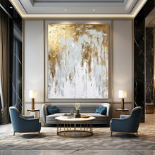 Load image into Gallery viewer, Gold and Gray Drip Art Acrylic Art, Nice for Entryway & Master Bedroom LargeART1037