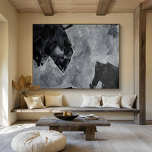 Load image into Gallery viewer, Hand - painted Black and White Geometric Collage Acrylic Art for Contemporary Art Installations LargeART1732