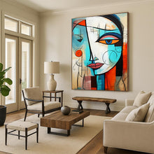 Load image into Gallery viewer, Cubist Abstract Face Painting, Color - Blocked Modern Art for Art Gallery & Creative Studio LargeART2213