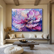 Load image into Gallery viewer, Colorful Textured Peony Abstract Painting on Canvas - “Vibrant Bloom” DKH681