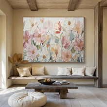 Load image into Gallery viewer, Pastel Floral Textured Abstract Painting on Canvas - “Soft Garden” DKH673