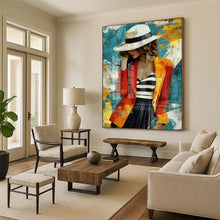 Load image into Gallery viewer, Stylish Abstract Figure Painting, Retro - Inspired Color Block Art for Fashion Boutique & Mid - Century Living Room LargeART2191