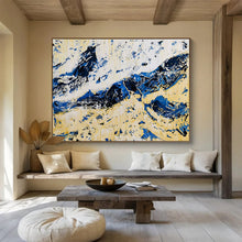 Load image into Gallery viewer, Hand - painted Large - Scale Abstract Blue Mountain Ranges Acrylic Art for Contemporary Art Galleries LargeART1751