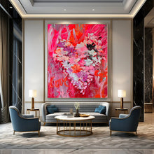 Load image into Gallery viewer, Pink Floral with “Love” Abstract Canvas Painting, Great for Romantic Bedroom & Cozy Café LargeART1197