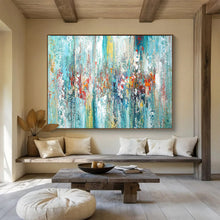 Load image into Gallery viewer, Blue & Colorful Abstract Streaks - Lively Living Room Art LargeART1515
