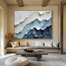 Load image into Gallery viewer, 3D Textured Blue & White Mountain Abstract Painting - Great for Alpine - Inspired Home & Adventure - Themed Office DKH049