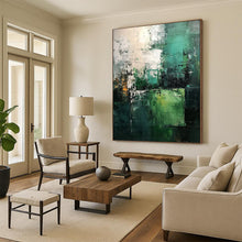 Load image into Gallery viewer, Emerald Mist - Green and Gray Abstract Acrylic Painting, Perfect for Modern Living Rooms and Office Spaces DTP031