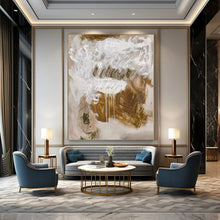 Load image into Gallery viewer, Abstract White and Brown Drizzle Art, Perfect for Bohemian Bedroom & Artsy Studio LargeART1085