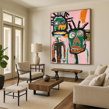 Load image into Gallery viewer, “Whimsical Abstract Figures on Pink” – Playful Figurative Art with Bright Hues DTP106