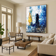 Load image into Gallery viewer, Grand Blue - Yellow Black Abstract Acrylic Art for Urban Loft & Art Bar LargeART0381