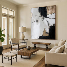 Load image into Gallery viewer, “Black - White - Gold Abstract Angles” Abstract Painting on Canvas, Sophisticated Dining Decor DKH1005