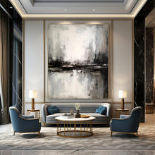 Load image into Gallery viewer, Grayscale Water Reflection Art for Modern Lakeside Home & Serene Art Gallery LargeART0922