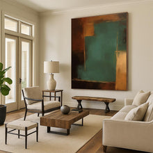 Load image into Gallery viewer, Teal and Brown Abstract Contrast Acrylic Art - Perfect for Modernist Home Office & Eclectic Living Room LargeART0601