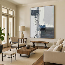 Load image into Gallery viewer, Oversized Gray - Blue Abstract Art for Minimalist Bedroom & Contemporary Study LargeART0491