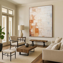 Load image into Gallery viewer, “Soft Color Block Textured Abstract” - Beige, Brown, White Abstract Art on Canvas DKH1331