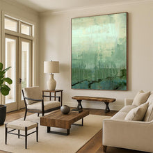 Load image into Gallery viewer, “Subtle Green Layers” Abstract Landscape - Inspired Painting on Canvas, Serene Decor DKH952
