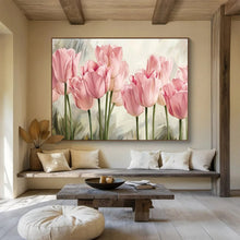 Load image into Gallery viewer, Pink Tulips “Delicate Blooms” Painting on Canvas, Gentle Floral Art DKH898