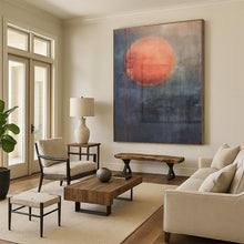 Load image into Gallery viewer, Large - Scale Red - Gray Abstract Sun Art for Minimalist Home & Art Gallery LargeART0452