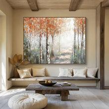 Load image into Gallery viewer, “Autumn Birch Forest Path” - Misty Forest Abstract Acrylic, Great for Bedroom and Conservatory DLZ222