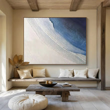 Load image into Gallery viewer, Blue - White Textured “Calm Abstraction” Painting on Canvas, Minimalist Modern Art DKH894