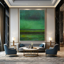 Load image into Gallery viewer, Large - Format Hand - painted Gradient Green Landscape Acrylic Art for Zen - Inspired Studies LargeART0190